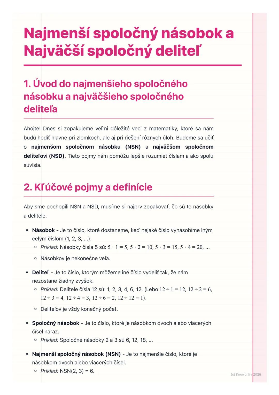 Ako vypočítať najmenší spoločný násobok a najväčší spoločný deliteľ