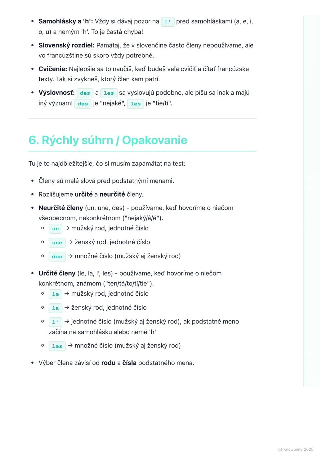 # Členy (určité a neurčité)

1. Prehľad členov vo francúzštine

Členy sú také malé slovíčka, ktoré dávame pred podstatné mená vo
francúzštin