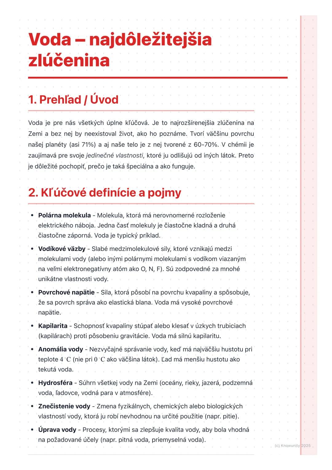 Voda – Základ života a jej dôležité vlastnosti