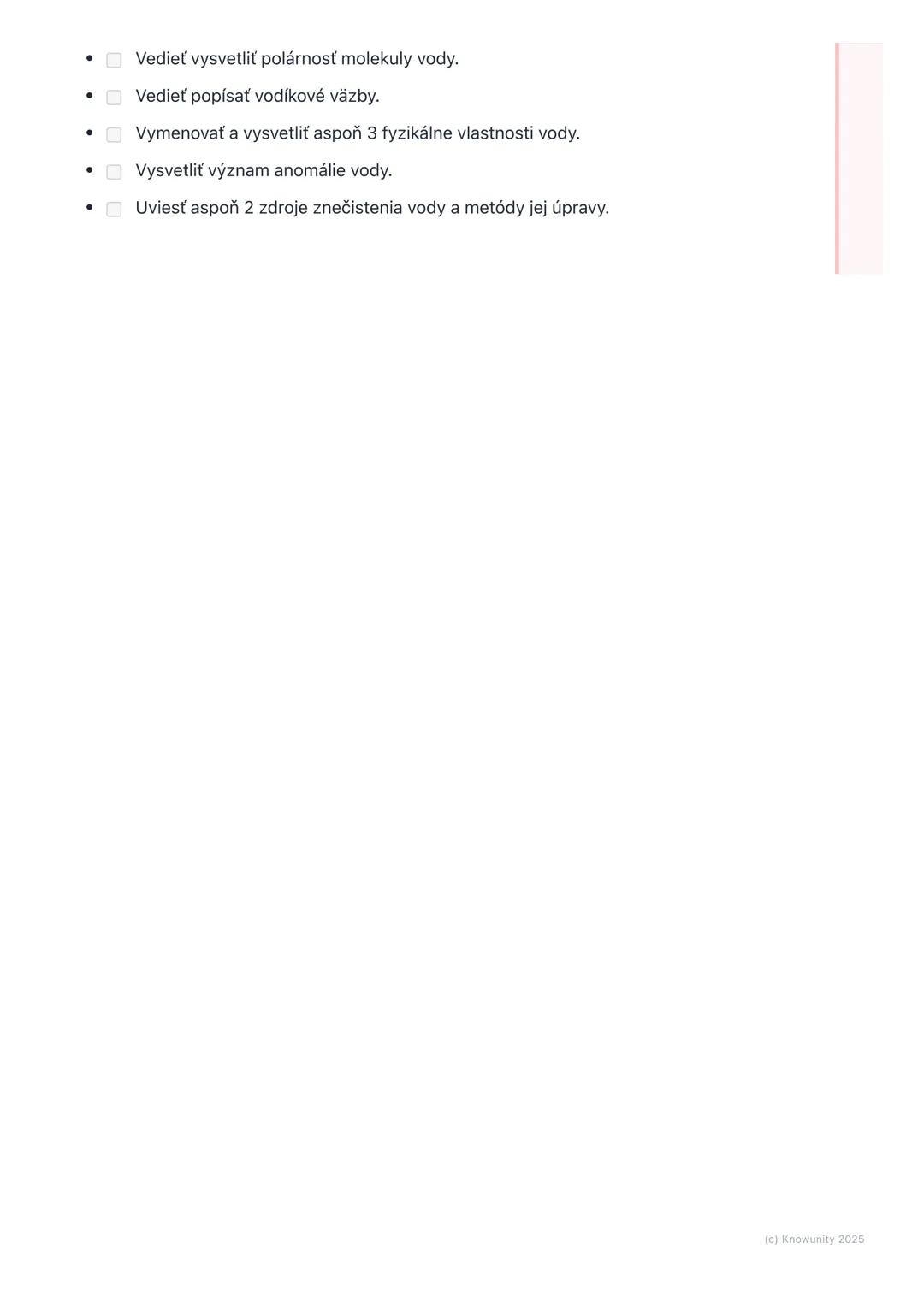 # Voda - najdôležitejšia
zlúčenina

1. Prehľad / Úvod

Voda je pre nás všetkých úplne kľúčová. Je to najrozšírenejšia zlúčenina na
Zemi a be