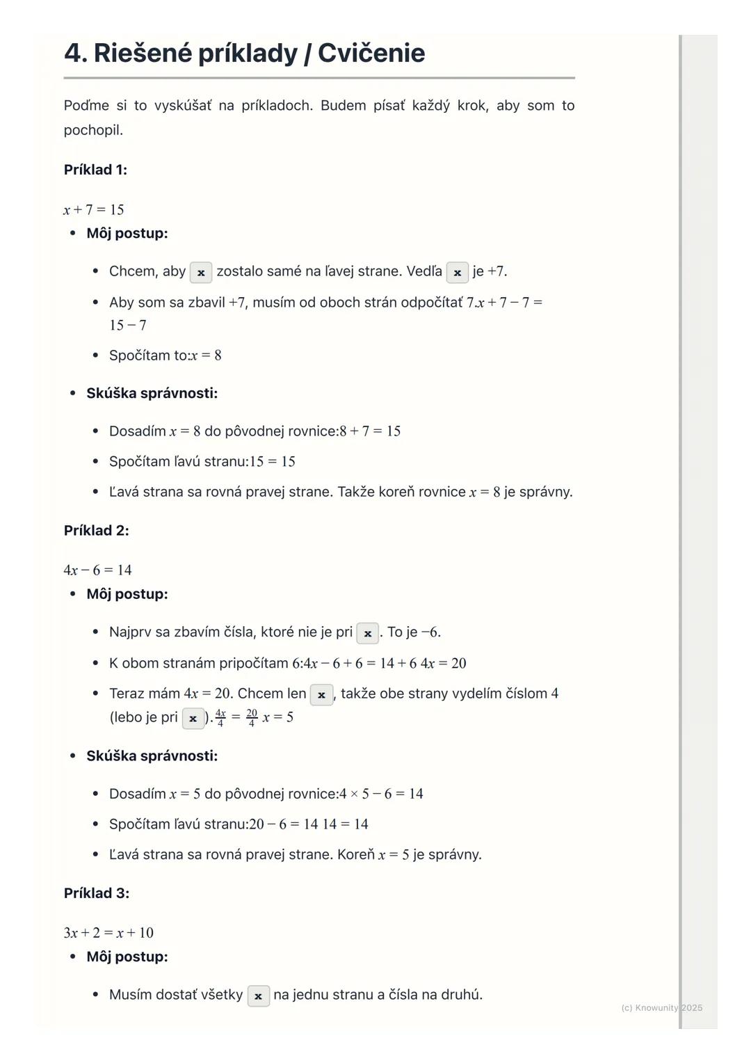 # Riešenie jednoduchých
lineárnych rovníc

## 1. Úvod do riešenia rovníc

Takže, rovnice! To je super dôležitá téma v matematike, lebo nám p