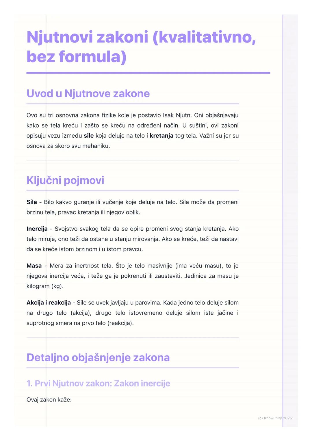 # Njutnovi zakoni (kvalitativno,
bez formula)

Uvod u Njutnove zakone

Ovo su tri osnovna zakona fizike koje je postavio Isak Njutn. Oni obj