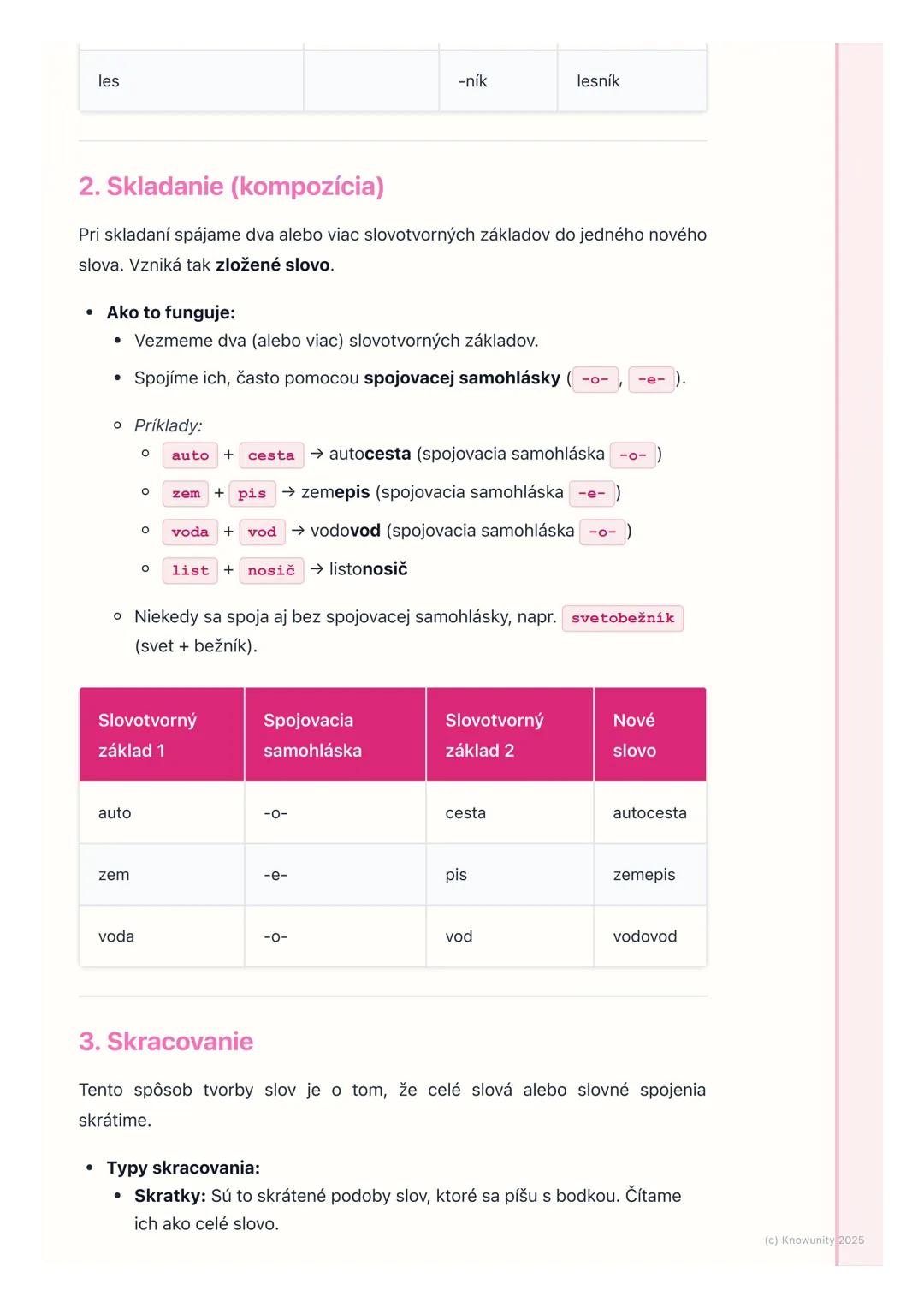 # Tvorenie slov

Prehľad / Úvod

Takže, dnes si zopakujeme a lepšie pochopíme, ako vlastne vznikajú nové
slová v slovenčine. Je to dôležité,