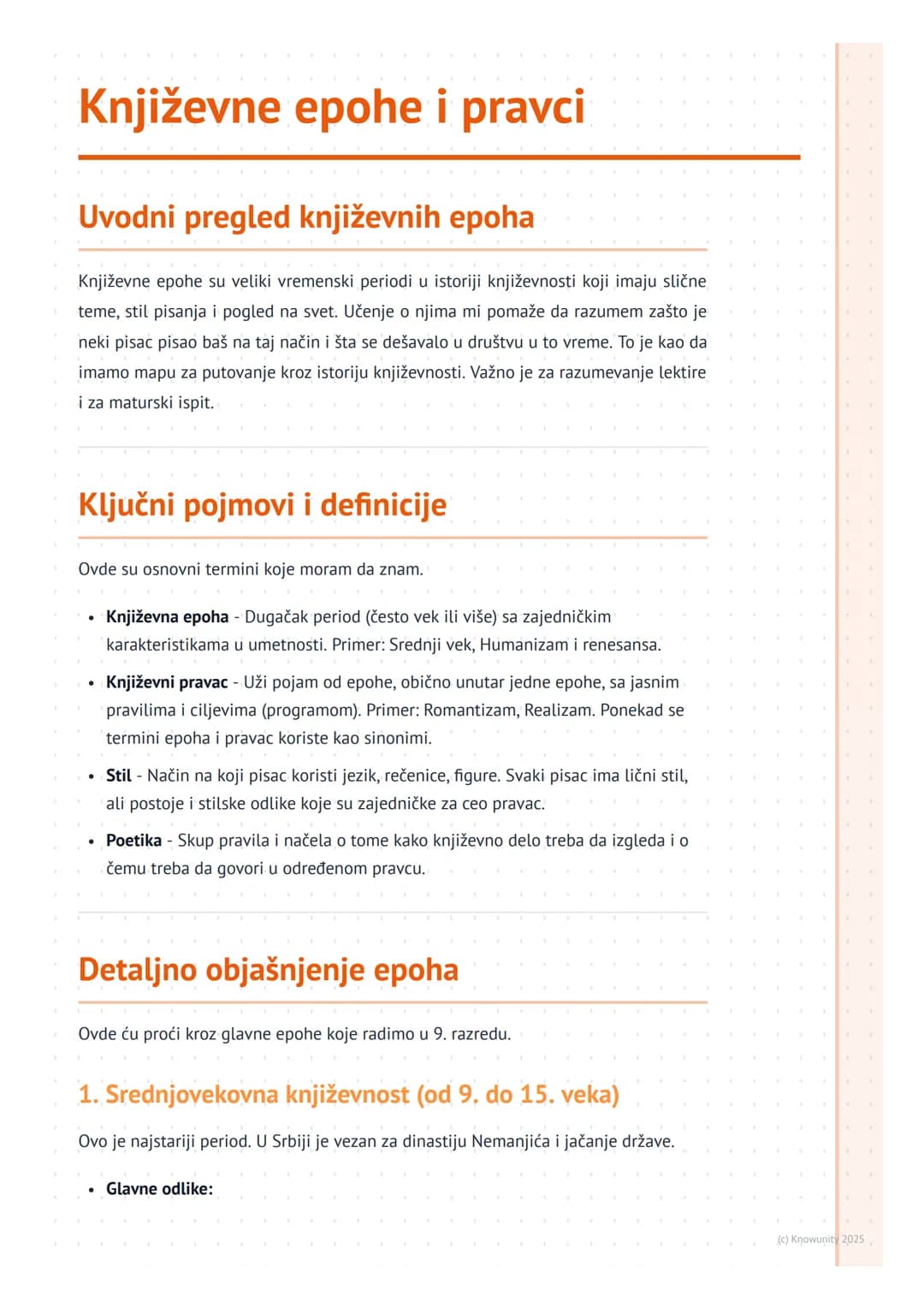 # Književne epohe i pravci

Uvodni pregled književnih epoha

Književne epohe su veliki vremenski periodi u istoriji književnosti koji imaju 