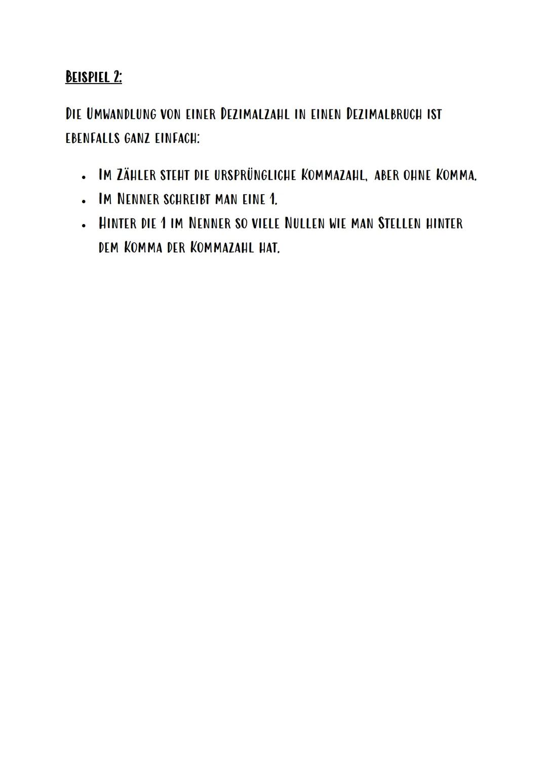 # DEZIMALBRÜCHE

## HINWEIS:
EIN DEZIMALBRUCH - AUCH ZEHNERBRUCH GENANNT - IST EIN BRUCH, IN
DESSEN NENNER 10, 100, 1000 ETC. STEHT. DER NEN
