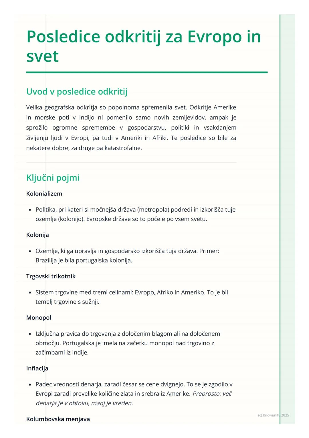 # Posledice odkritij za Evropo in
svet

Uvod v posledice odkritij

Velika geografska odkritja so popolnoma spremenila svet. Odkritje Amerike