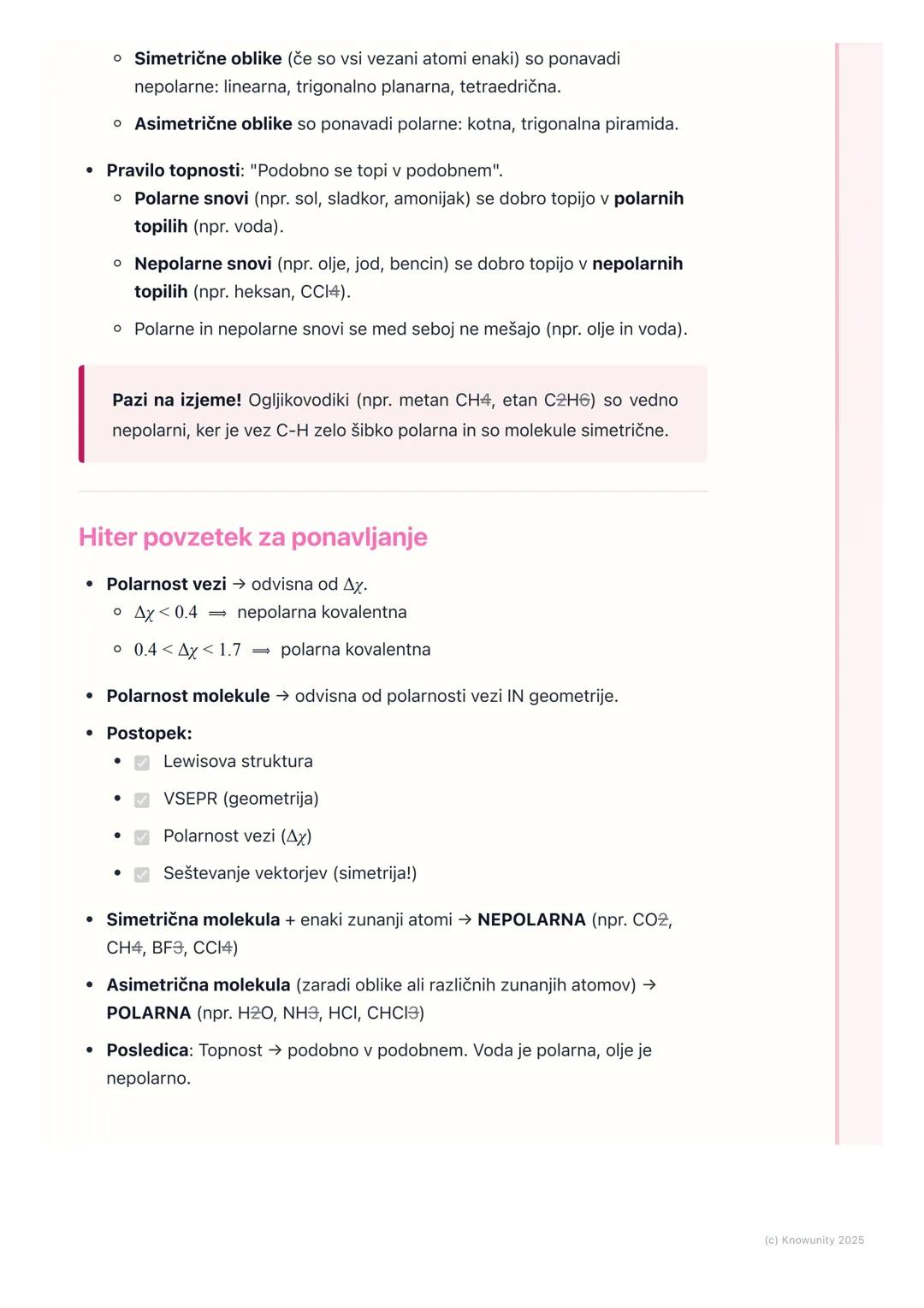 # Polarnost vezi in molekul

Uvod v polarnost

Polarnost je ključen koncept za razumevanje, kako se molekule obnašajo in
medsebojno delujejo