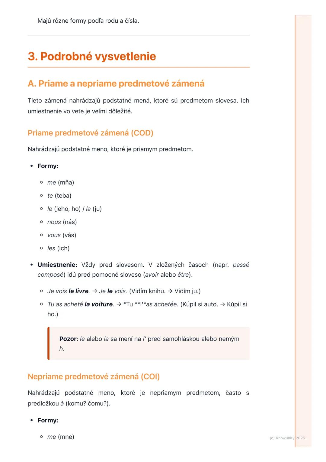 # Zámená (Pronoms personnels
compléments, Pronoms
relatifs composés)

1. Úvod a prehľad

Dnes sa pozrieme na zámená, ktoré sú v slovenčine č