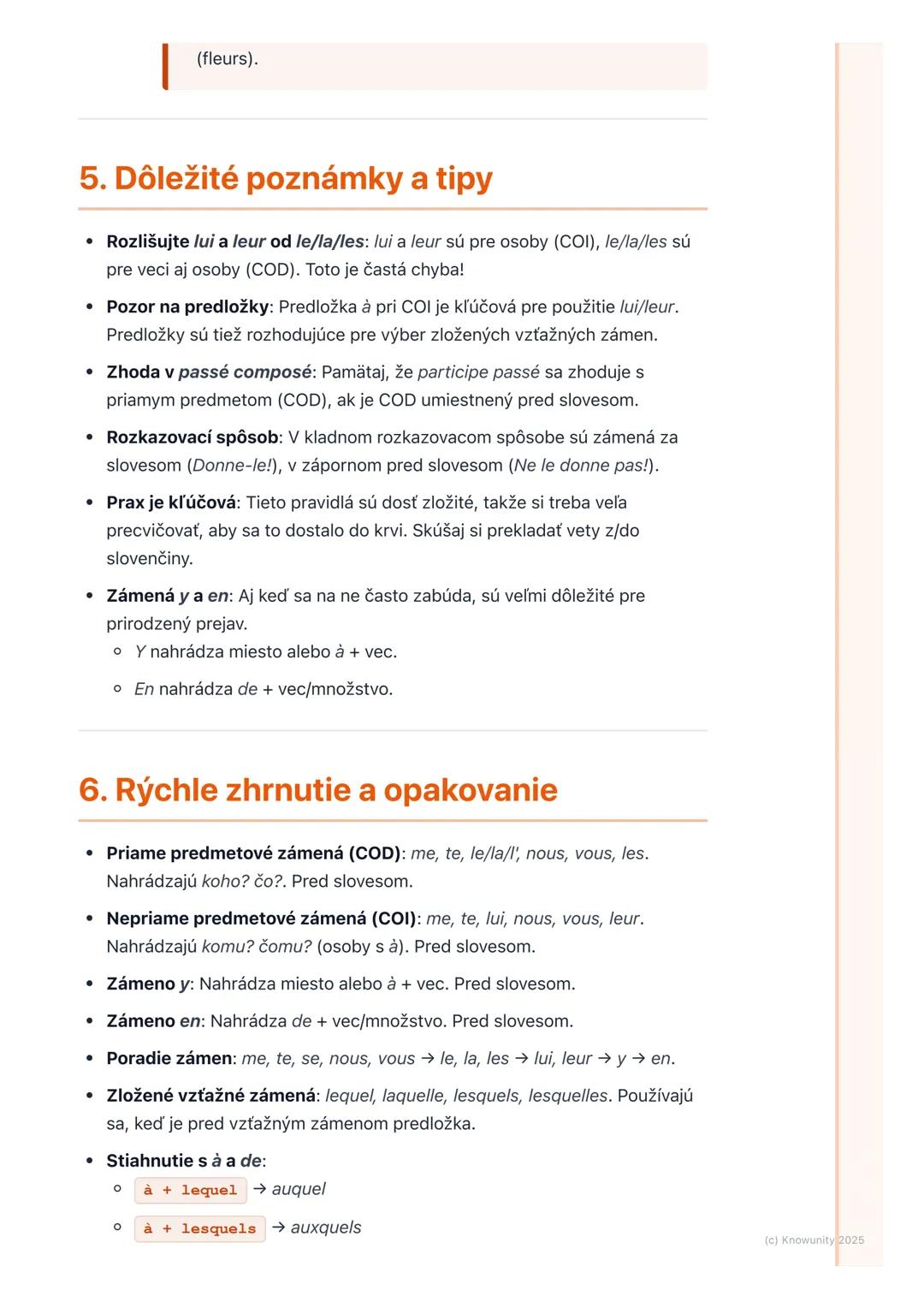 # Zámená (Pronoms personnels
compléments, Pronoms
relatifs composés)

1. Úvod a prehľad

Dnes sa pozrieme na zámená, ktoré sú v slovenčine č