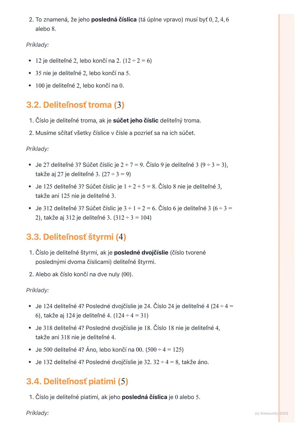 # Deliteľnosť prirodzených čísel

## 1. Úvod do deliteľnosti čísel

Ahoj! Dnes si zopakujeme, čo je to deliteľnosť prirodzených čísel. Je to