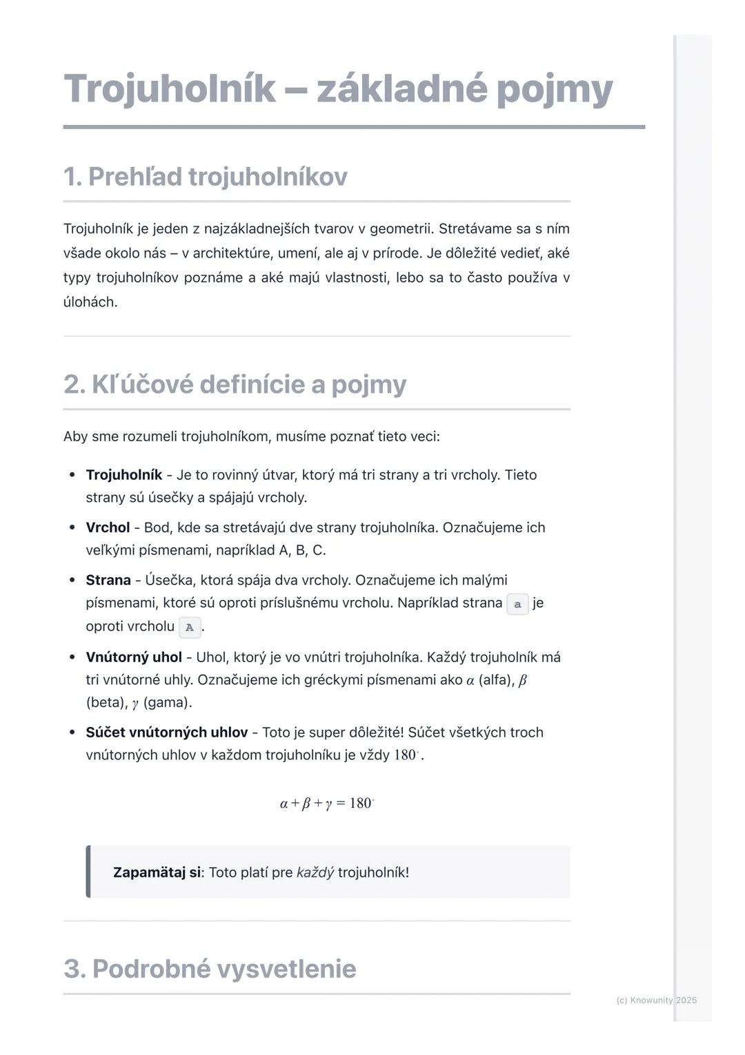 Trojuholník – typy a vlastnosti