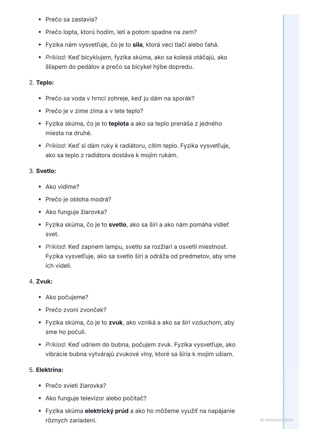 # Čo je fyzika?

1. Prehľad a úvod

Fyzika je super zaujímavá veda, ktorá nám pomáha pochopiť, ako funguje
svet okolo nás. Je to ako keď sa 