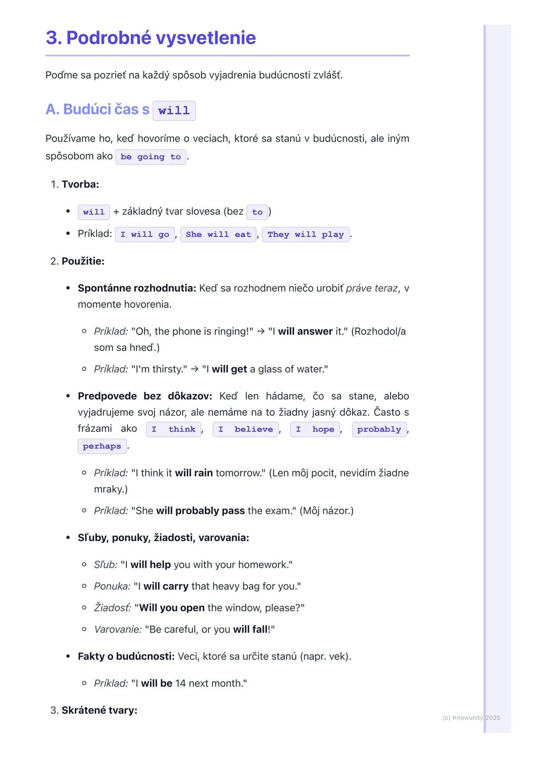 # Budúce časy: Will vs. Be going
to, Prítomný priebehový pre
budúcnosť

1. Prehľad budúcnosti v angličtine

V angličtine nemáme len jeden sp