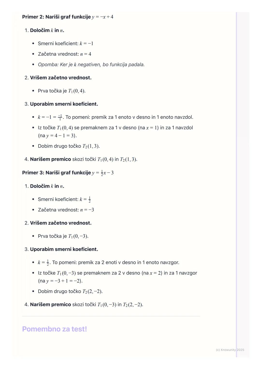 # Linearna funkcija

Kaj je linearna funkcija?

Linearna funkcija je matematična povezava med dvema količinama, ki se
spreminjata enakomerno