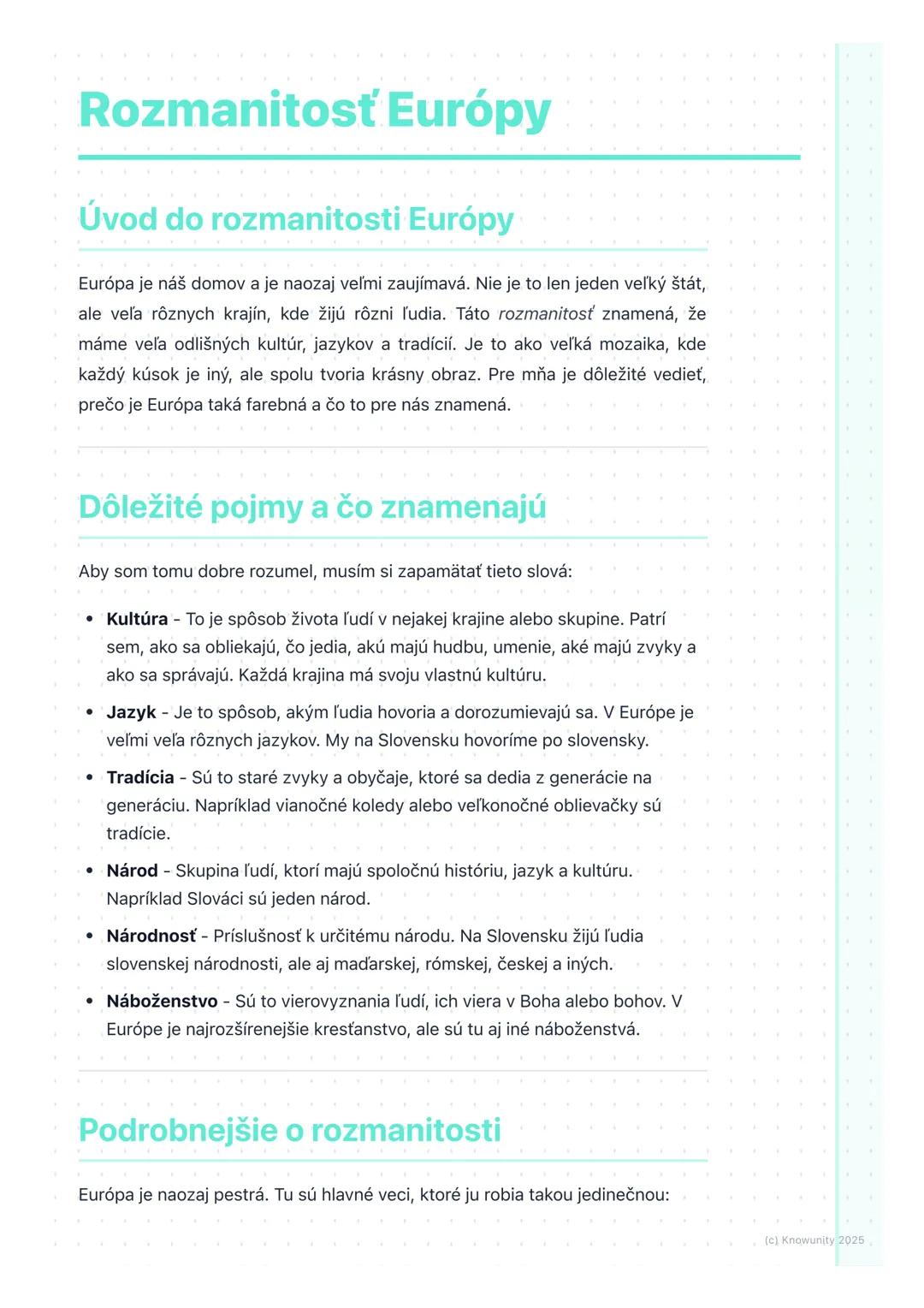 Kultúrna a Jazyková Rozmanitosť Európy