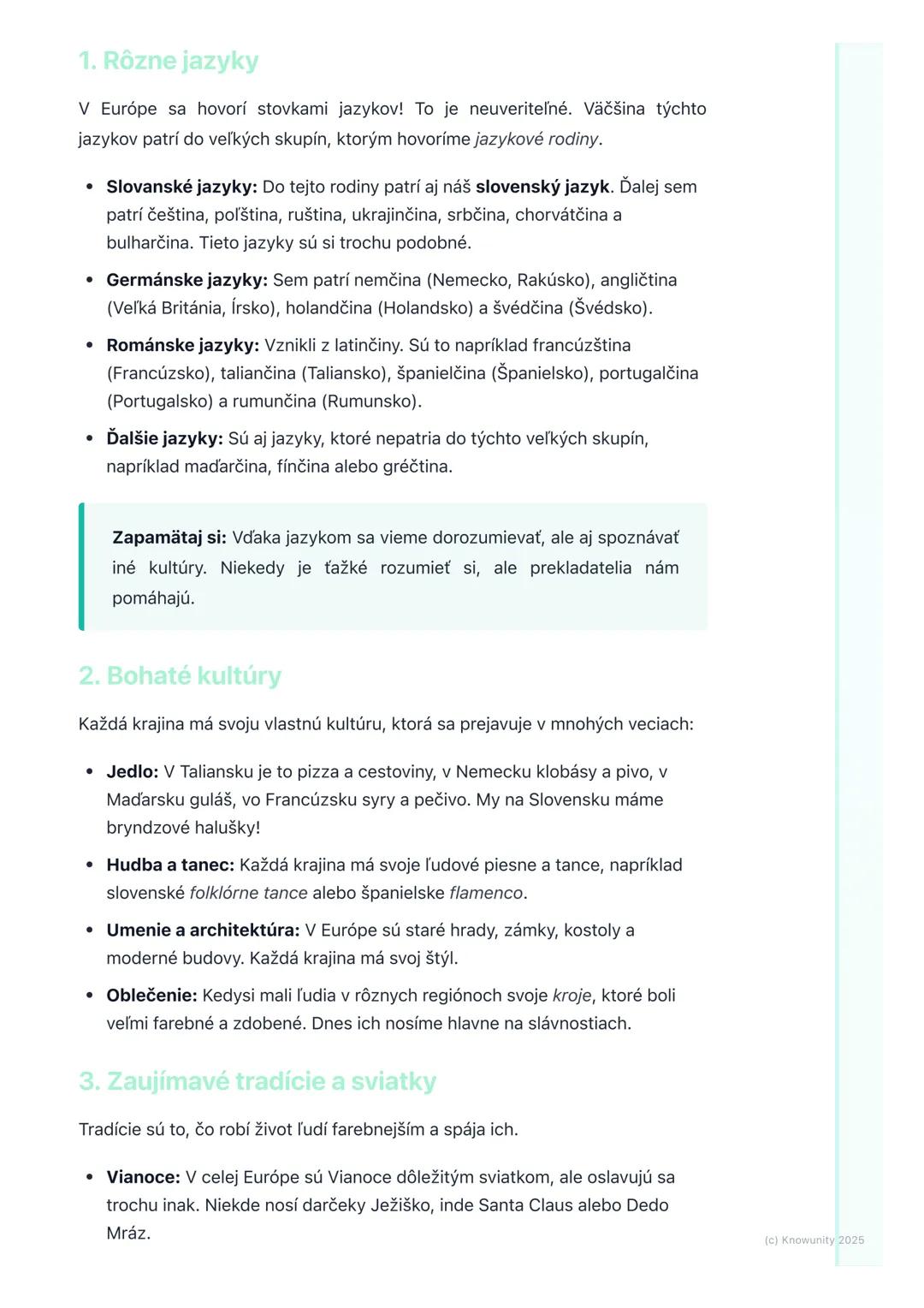 # Rozmanitosť Európy

## Úvod do rozmanitosti Európy

Európa je náš domov a je naozaj veľmi zaujímavá. Nie je to len jeden veľký štát,
ale v