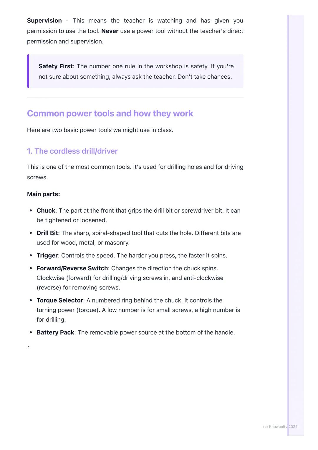 # Introduction to Basic Power
Tools

Introduction to power tools

Power tools are tools that are powered by an electric motor, a battery, or