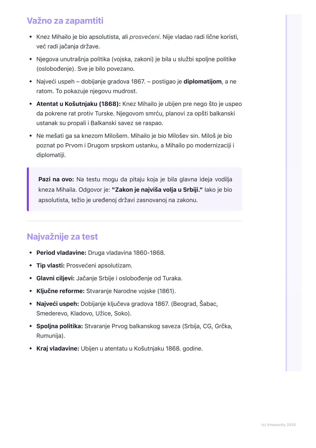 # Vladavina kneza Mihaila
Obrenovića

Uvod u period vladavine kneza Mihaila

Knez Mihailo Obrenović je vladao Srbijom u dva navrata. Njegova