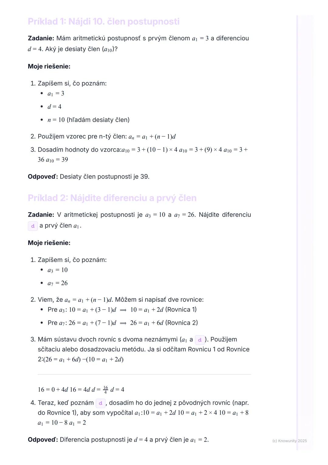 # Aritmetická postupnosť

1. Prehľad aritmetickej postupnosti

Ahoj! Dnes sa pozrieme na aritmetickú postupnosť, čo je dôležitá časť
postupn