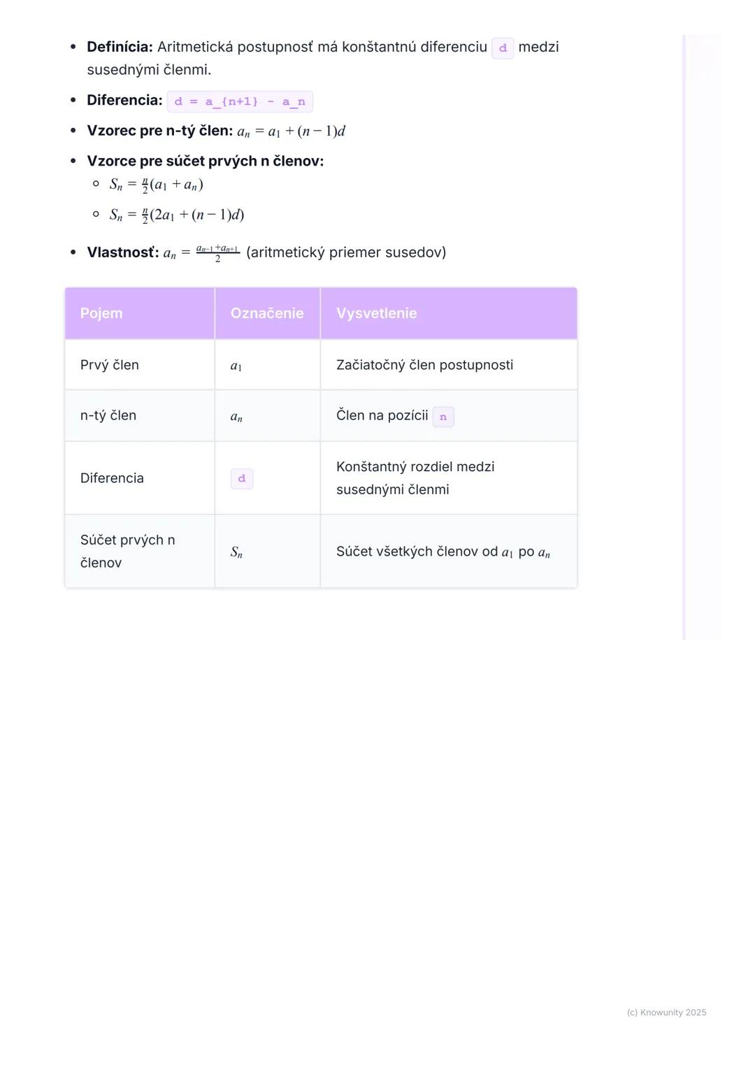 # Aritmetická postupnosť

1. Prehľad aritmetickej postupnosti

Ahoj! Dnes sa pozrieme na aritmetickú postupnosť, čo je dôležitá časť
postupn