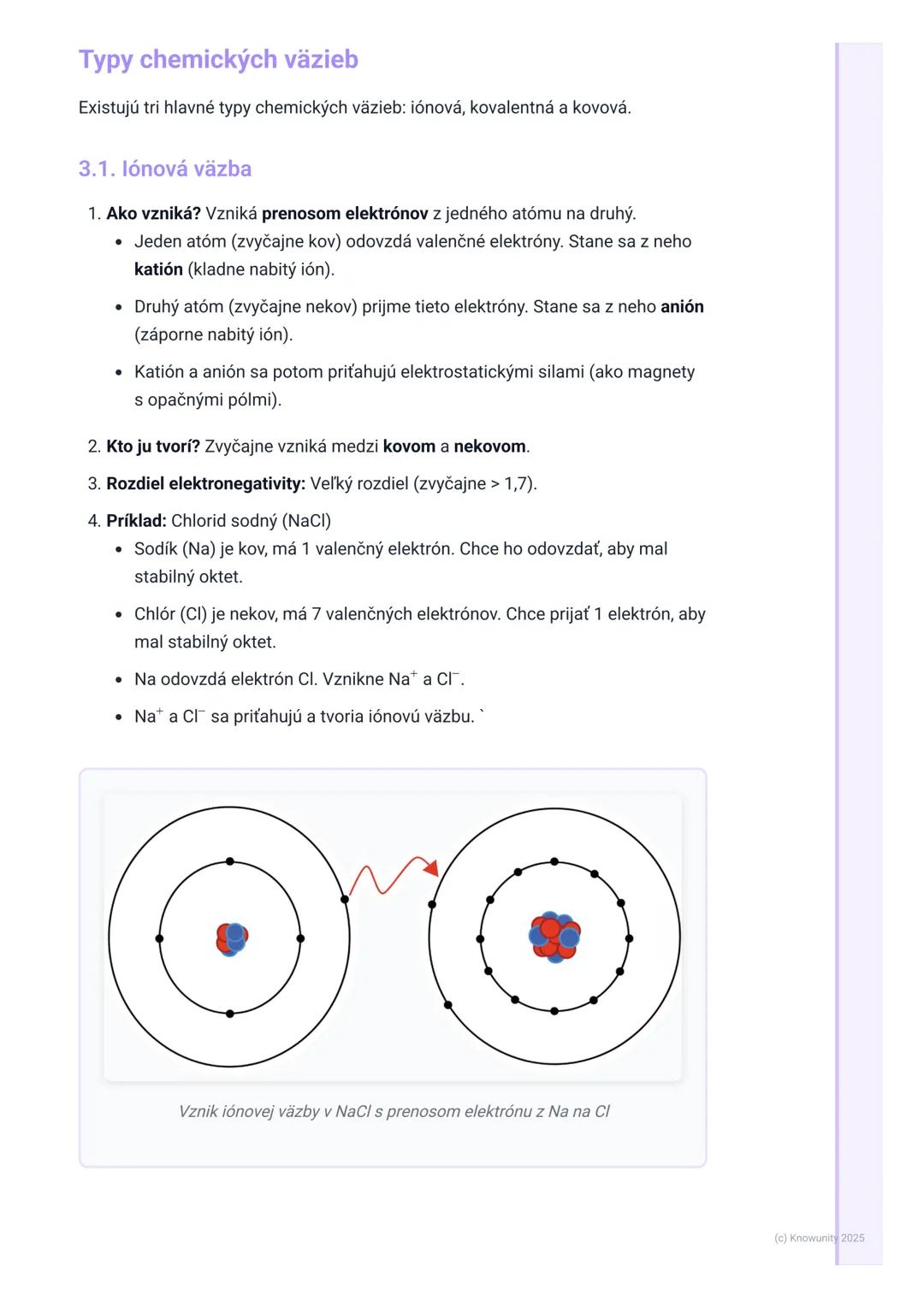 # Chemické väzby

1. Prehľad chemických väzieb

Chemické väzby sú ako "lepidlo", ktoré drží atómy pohromade v molekulách alebo
v kryštáloch.