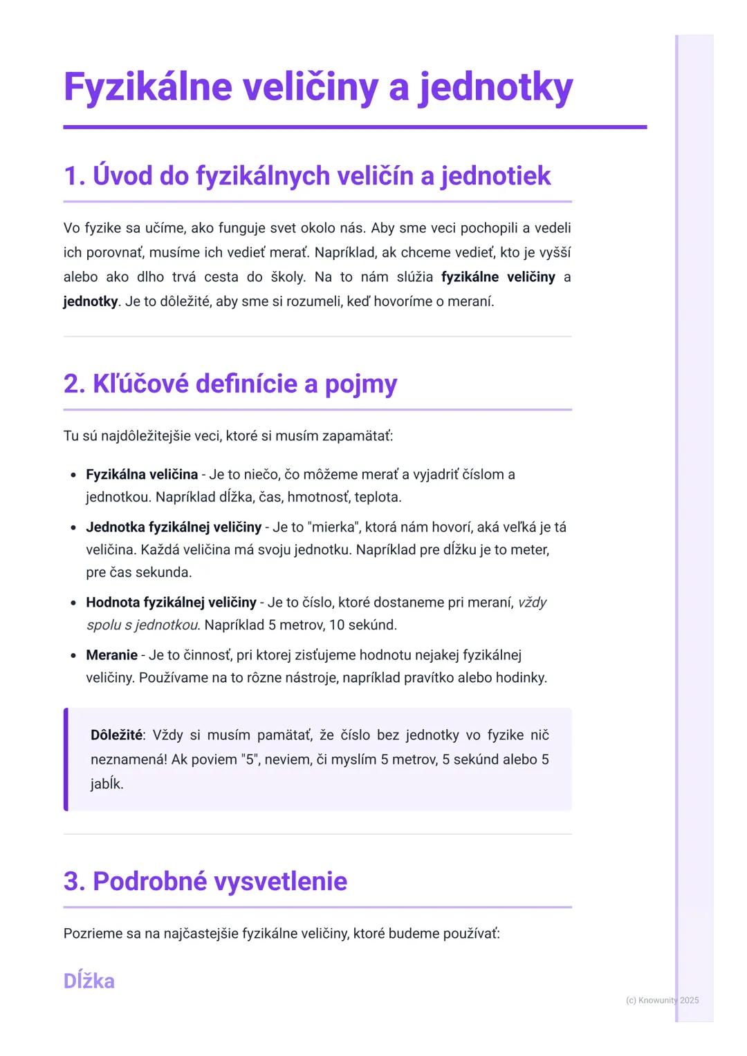 # Fyzikálne veličiny a jednotky

1. Úvod do fyzikálnych veličín a jednotiek

Vo fyzike sa učíme, ako funguje svet okolo nás. Aby sme veci po