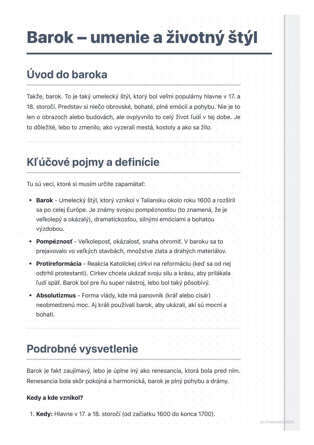 # Barok - umenie a životný štýl

## Úvod do baroka

Takže, barok. To je taký umelecký štýl, ktorý bol veľmi populárny hlavne v 17. a
18. sto