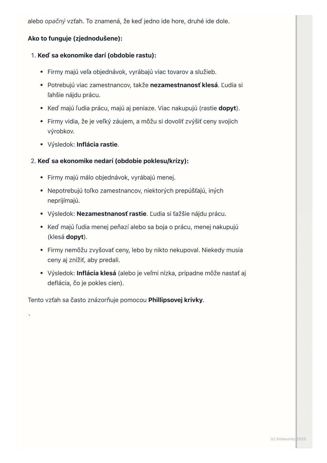 # Vzťah medzi infláciou a
nezamestnanosťou

1. Prehľad / Úvod

Dnes sa pozrieme na to, ako spolu súvisia dve dôležité veci v ekonomike:
infl