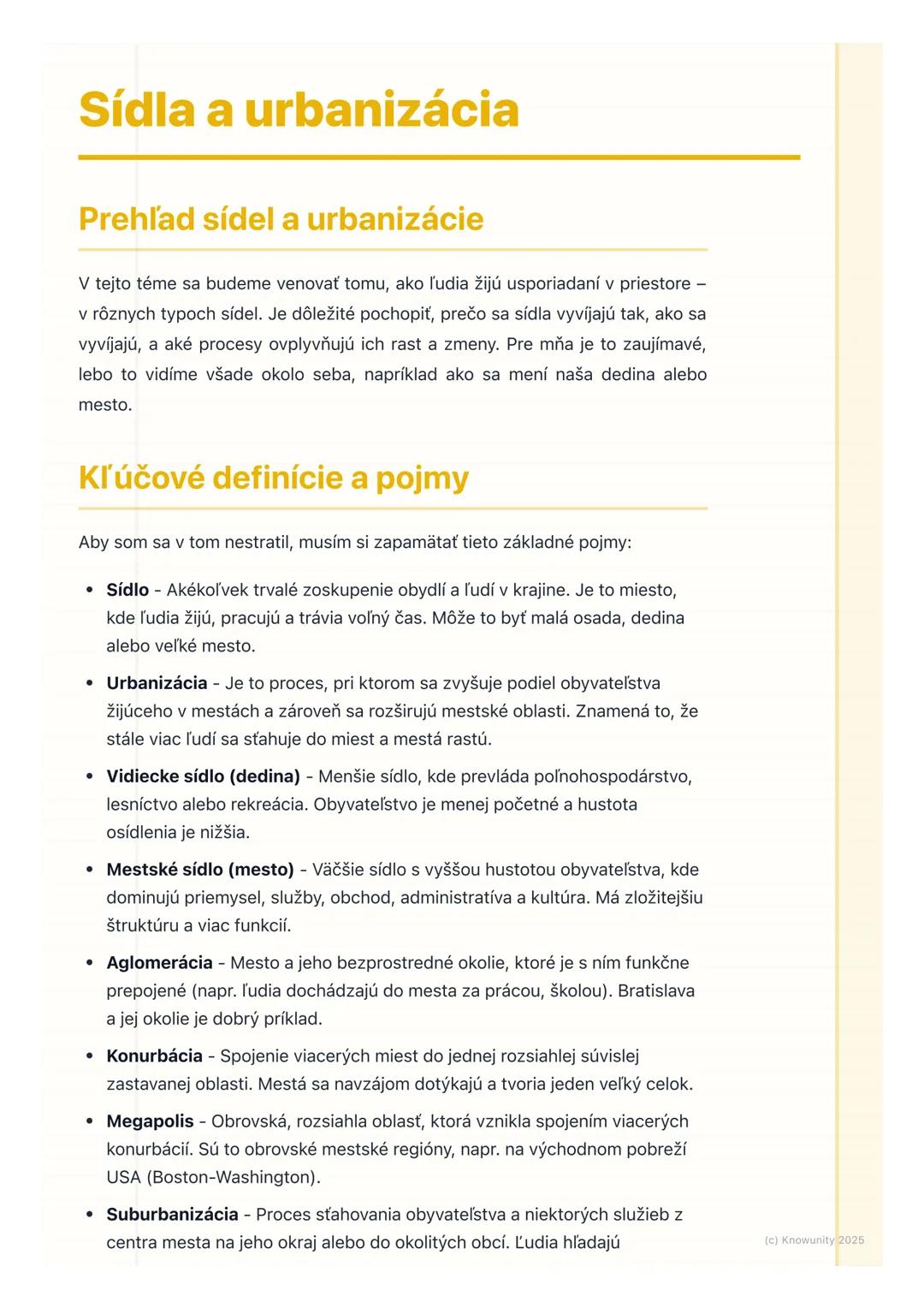 # Sídla a urbanizácia

Prehľad sídel a urbanizácie

V tejto téme sa budeme venovať tomu, ako ľudia žijú usporiadaní v priestore
v rôznych ty