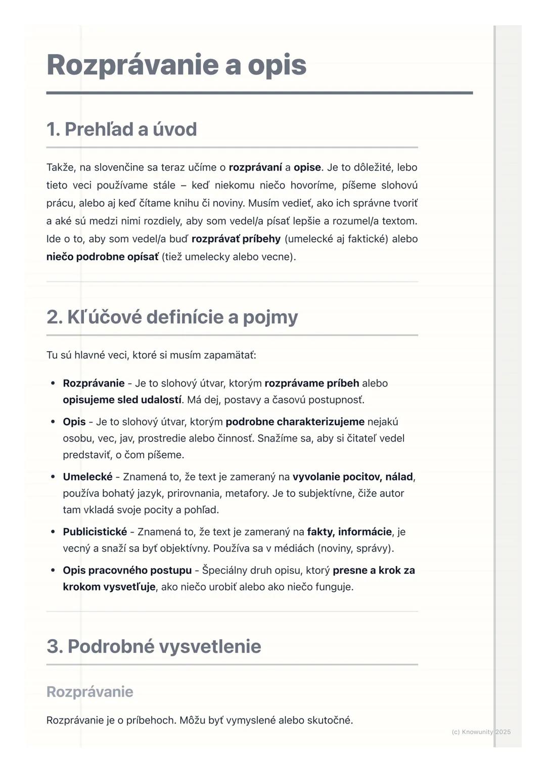 Rozprávanie a opis: Umelecké a praktické písanie