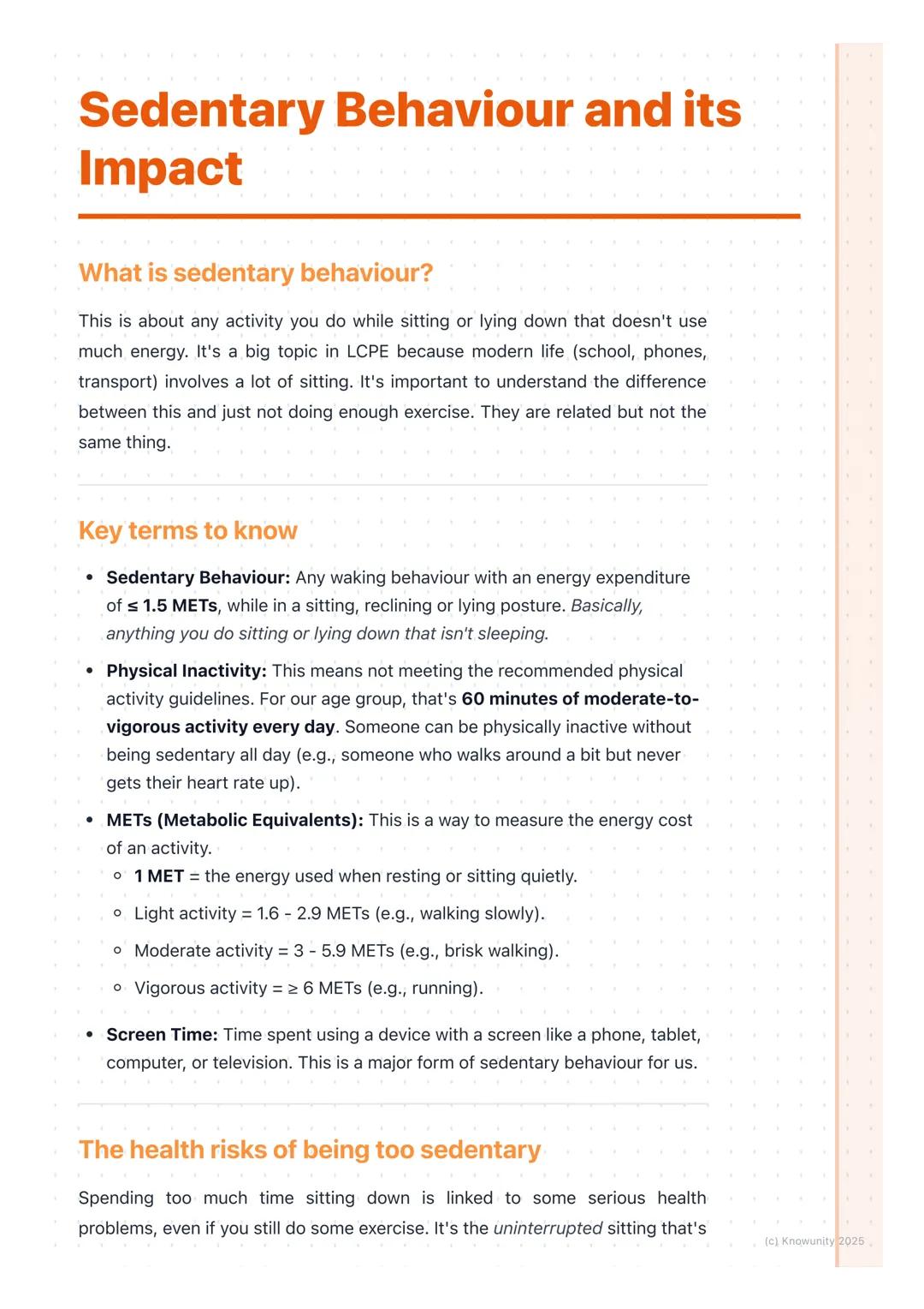 # Sedentary Behaviour and its
Impact

What is sedentary behaviour?

This is about any activity you do while sitting or lying down that doesn
