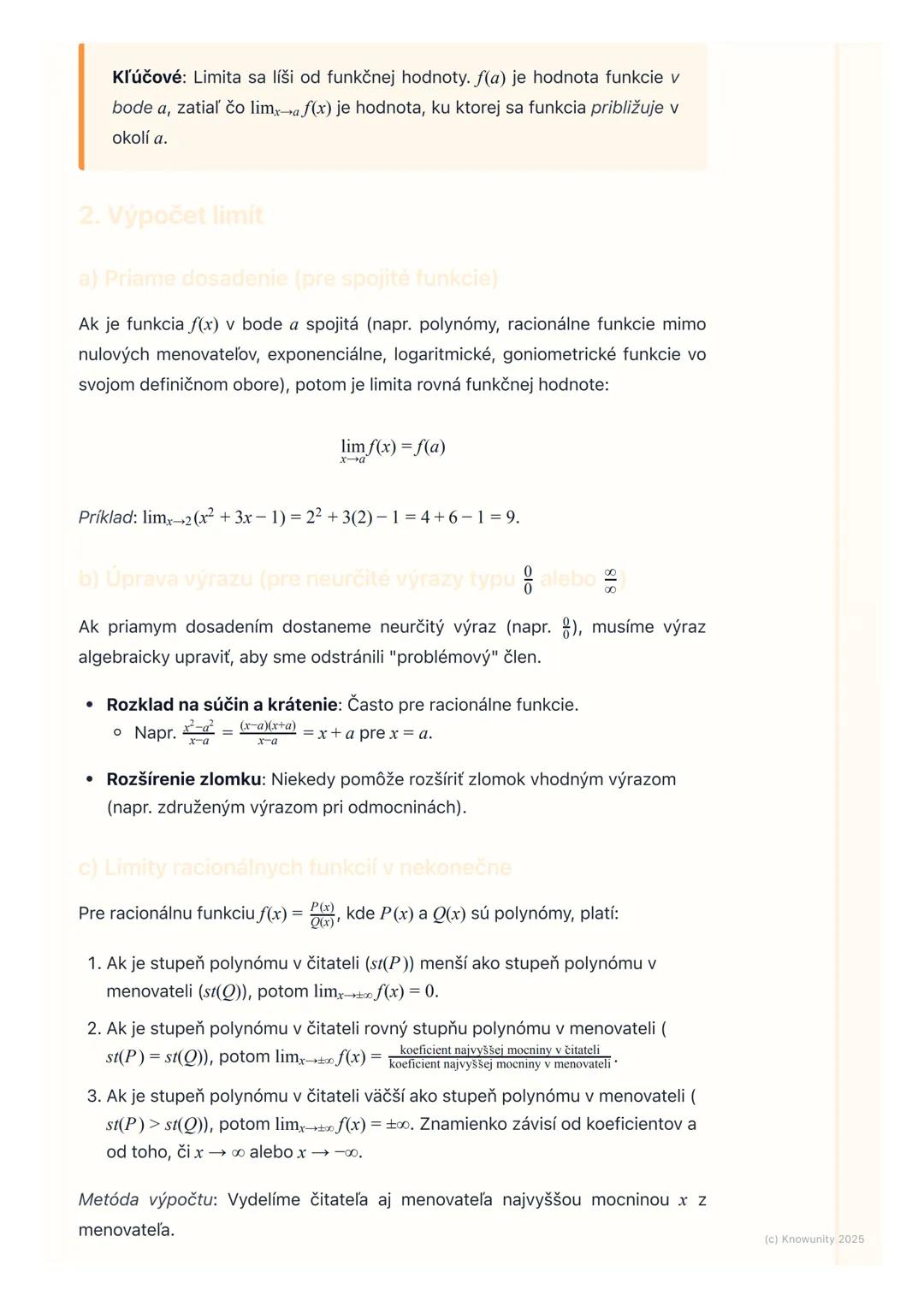 # Limita Funkcie

Prehľad a úvod

Limita funkcie je jeden z najzákladnejších a najdôležitejších pojmov v
diferenciálnom počte. Pomáha nám po