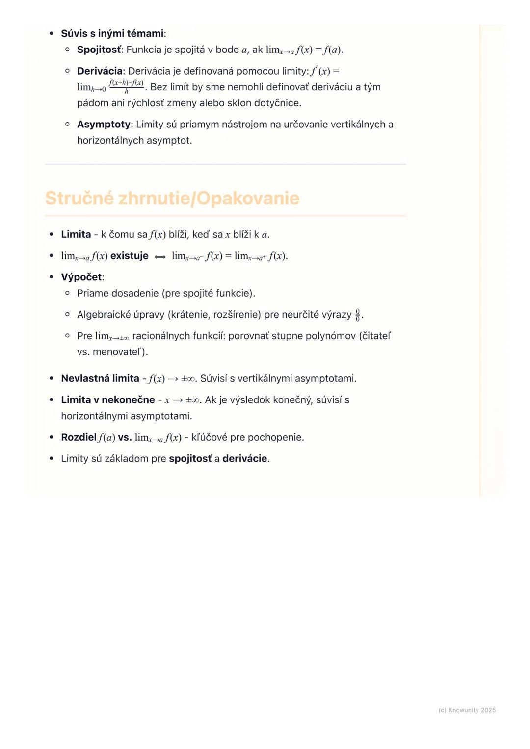 # Limita Funkcie

Prehľad a úvod

Limita funkcie je jeden z najzákladnejších a najdôležitejších pojmov v
diferenciálnom počte. Pomáha nám po