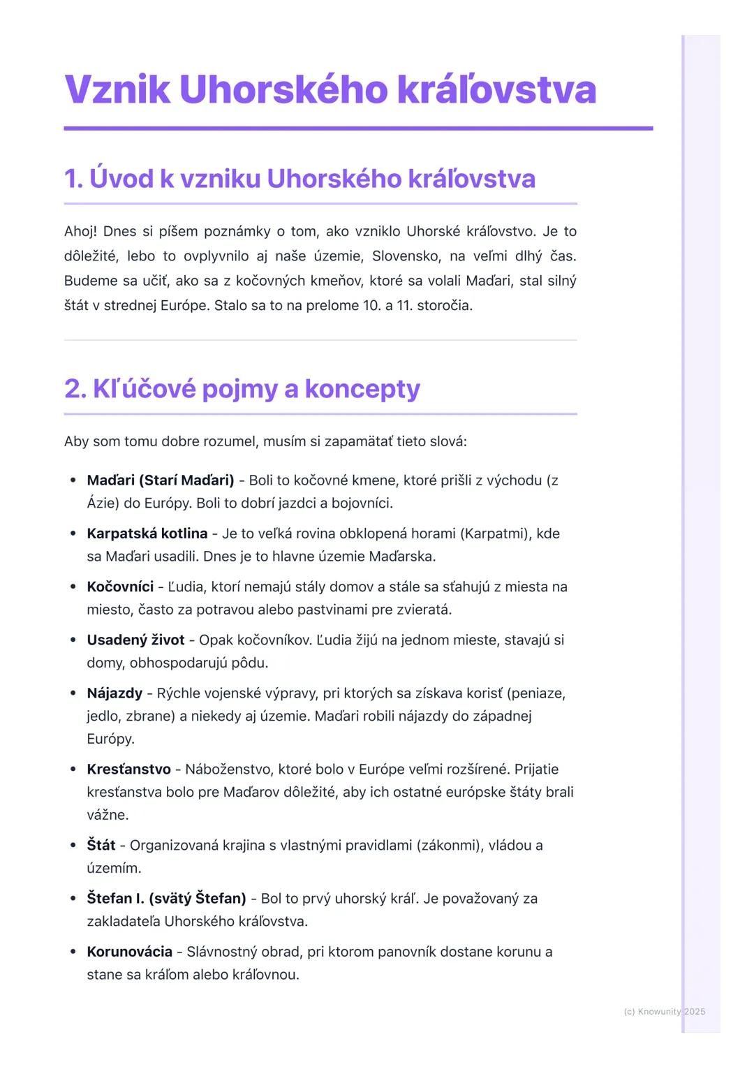 # Vznik Uhorského kráľovstva

## 1. Úvod k vzniku Uhorského kráľovstva

Ahoj! Dnes si píšem poznámky o tom, ako vzniklo Uhorské kráľovstvo. 