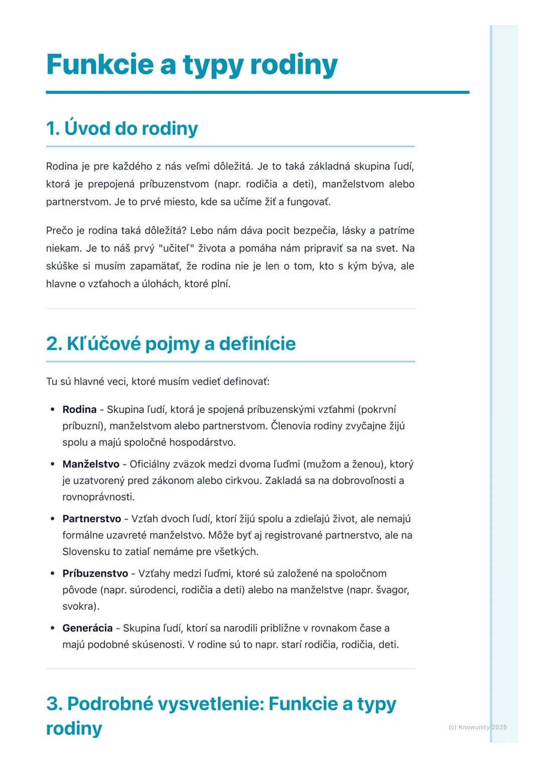 # Funkcie a typy rodiny

## 1. Úvod do rodiny

Rodina je pre každého z nás veľmi dôležitá. Je to taká základná skupina ľudí,
ktorá je prepoj