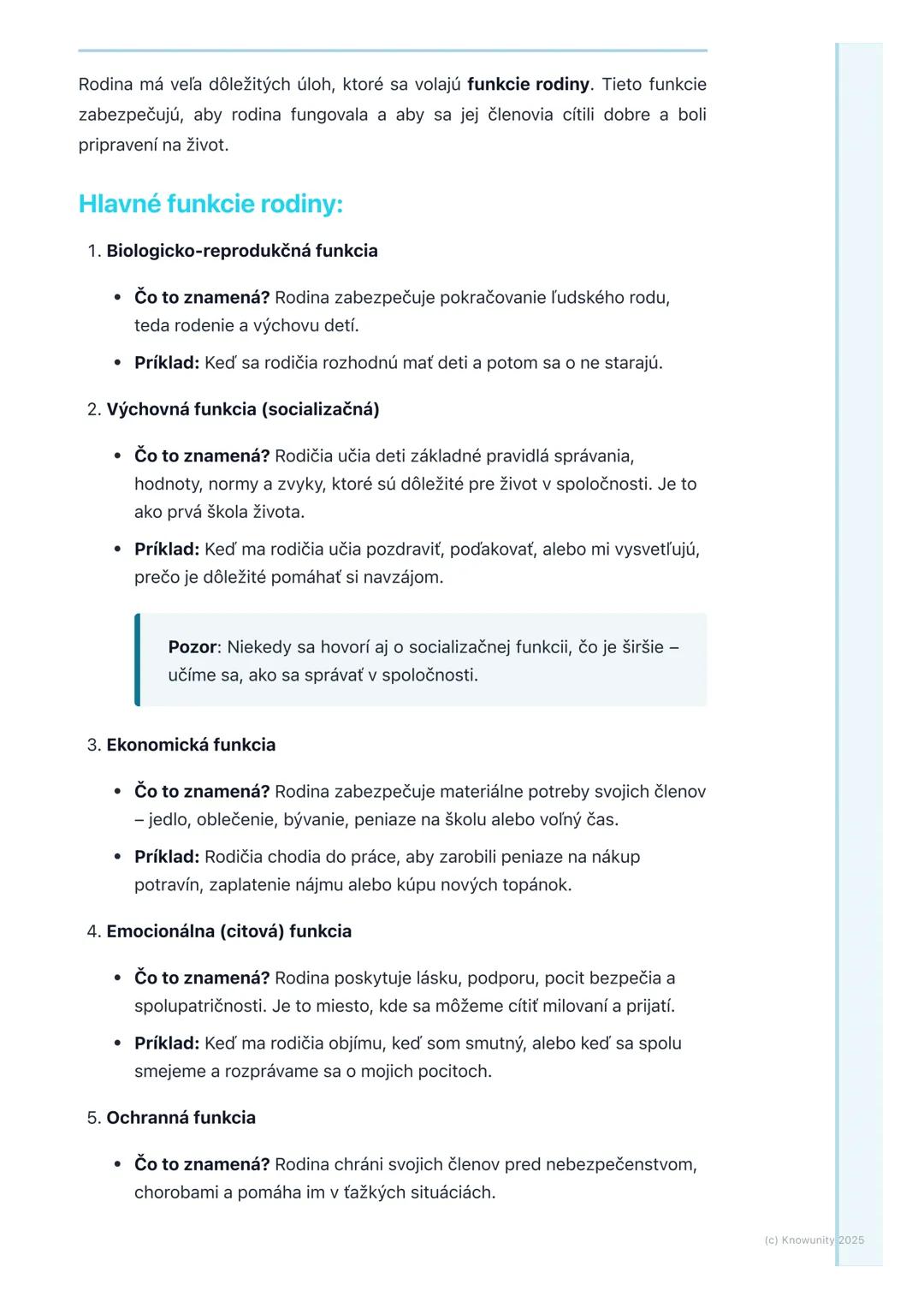 # Funkcie a typy rodiny

## 1. Úvod do rodiny

Rodina je pre každého z nás veľmi dôležitá. Je to taká základná skupina ľudí,
ktorá je prepoj