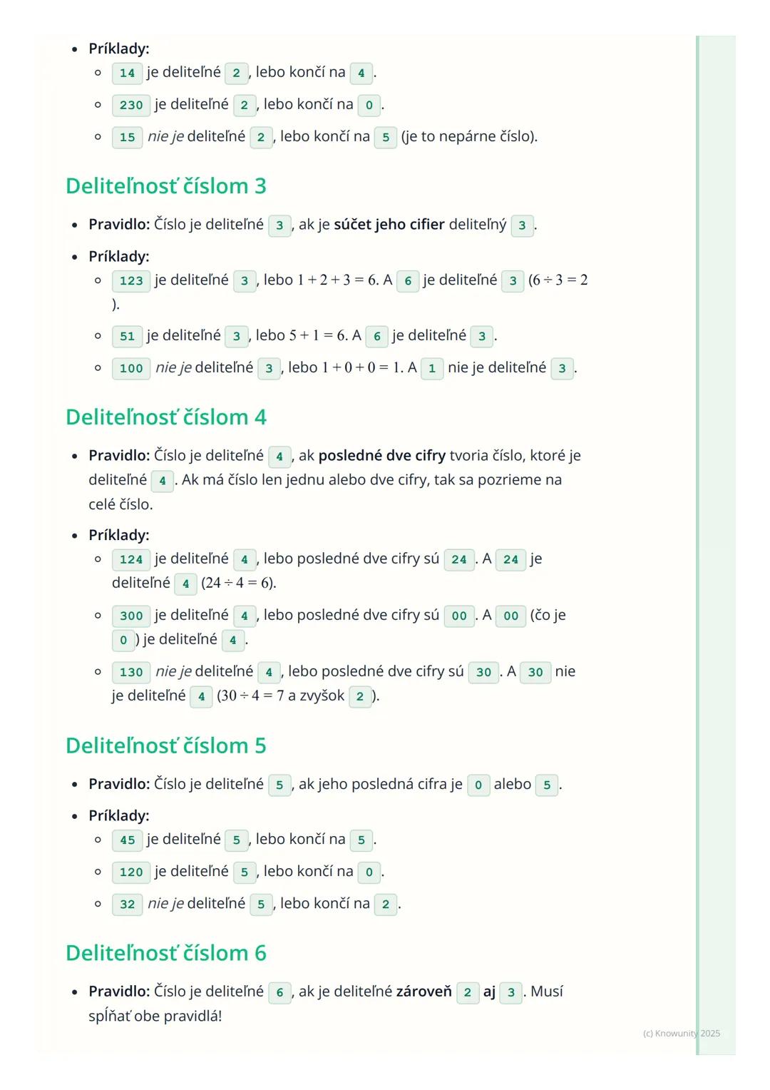 # Pravidlá deliteľnosti

## Úvod: Prečo sú pravidlá deliteľnosti
dôležité?

Ahojte! Dnes si píšem poznámky k pravidlám deliteľnosti. Je to s