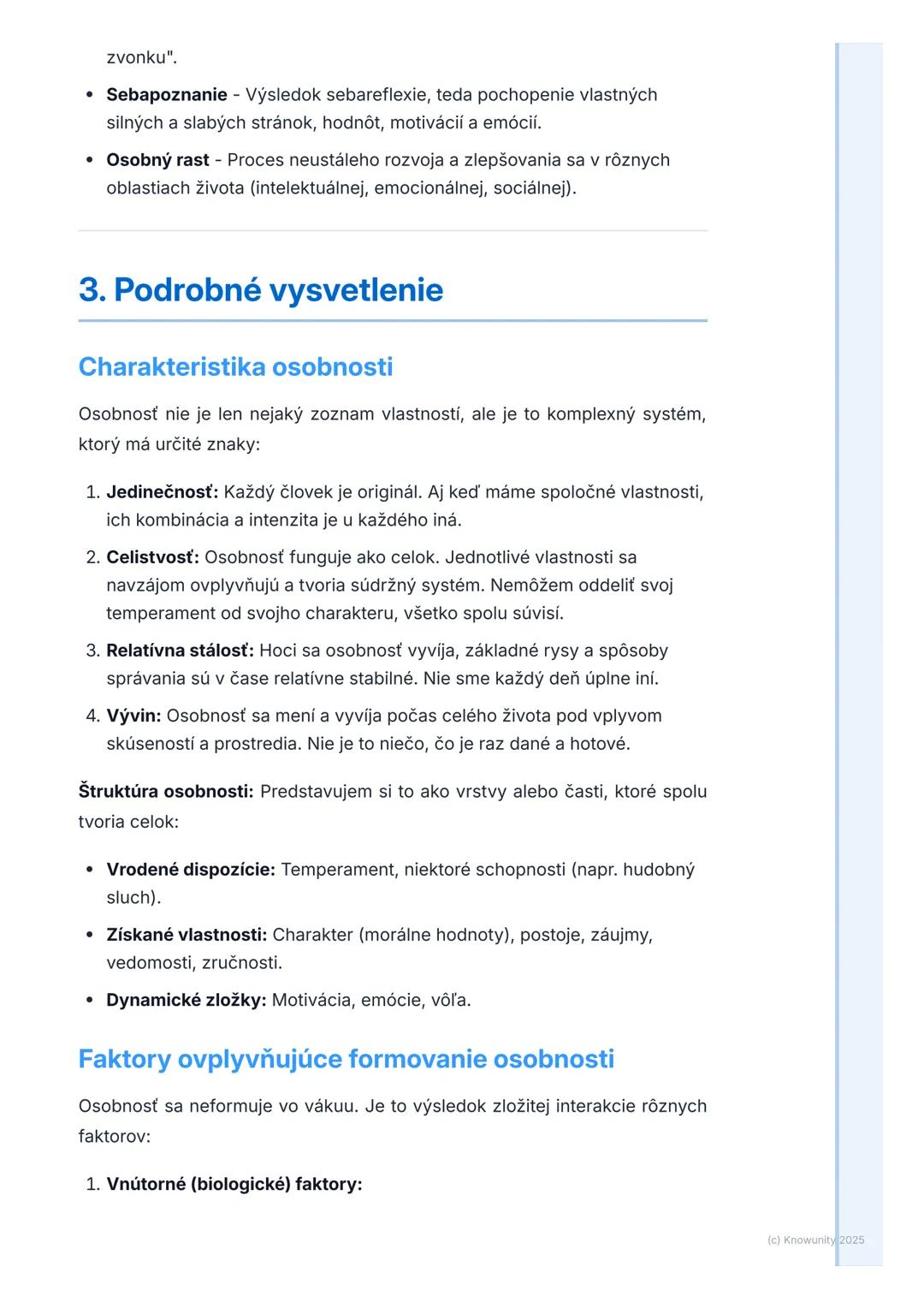 # Osobnosť a jej rozvoj

1. Prehľad / úvod

Táto téma je pre mňa dosť dôležitá, lebo sa týka toho, kto sme a prečo sa
správame tak, ako sa s
