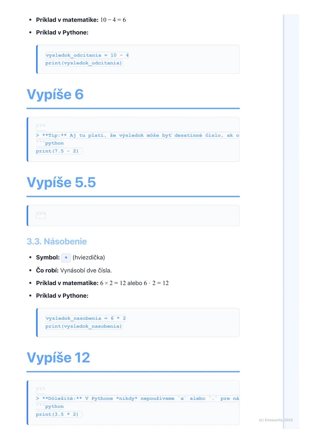 # Základné aritmetické operácie

1. Prehľad základných aritmetických
operácií

Ahojte! Dnes si zopakujeme niečo, čo už dobre poznáme z matem
