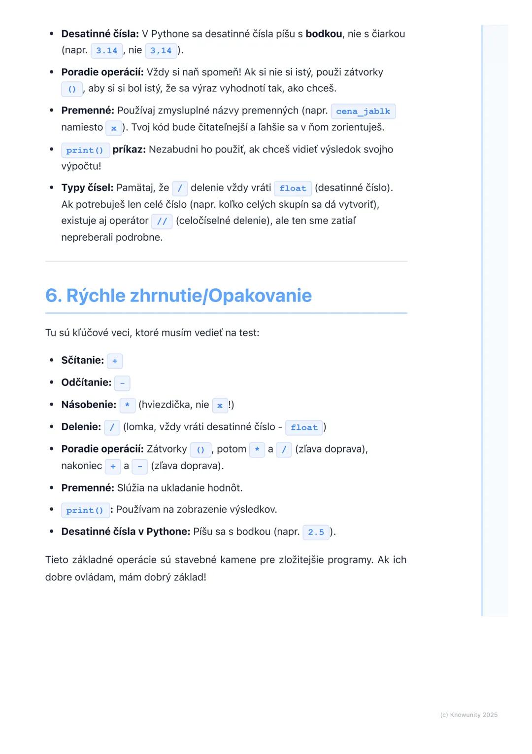 # Základné aritmetické operácie

1. Prehľad základných aritmetických
operácií

Ahojte! Dnes si zopakujeme niečo, čo už dobre poznáme z matem