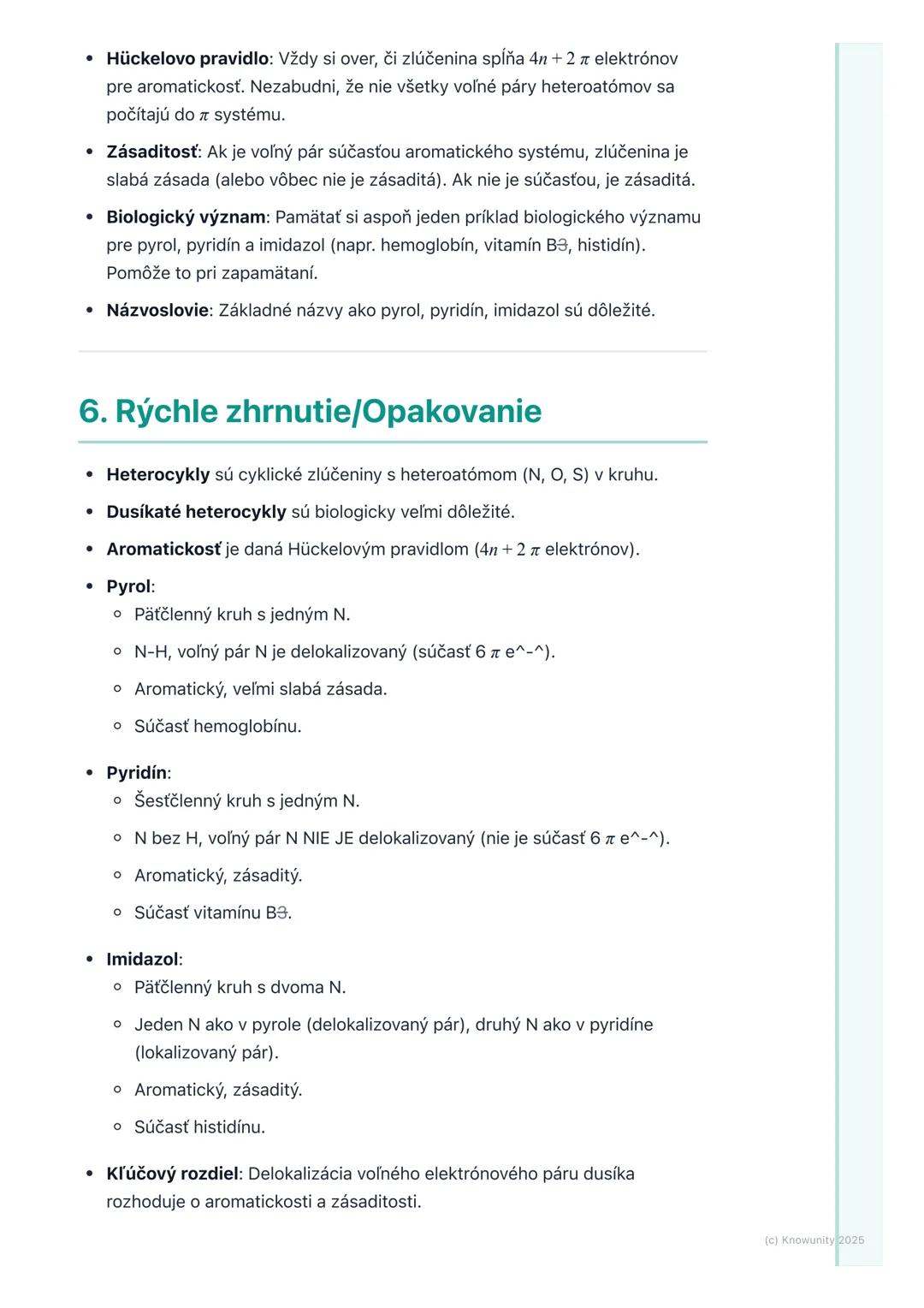 # Heterocyklické zlúčeniny

## 1. Úvod do heterocyklických zlúčenín

Heterocyklické zlúčeniny sú organické zlúčeniny, ktoré obsahujú atómy i