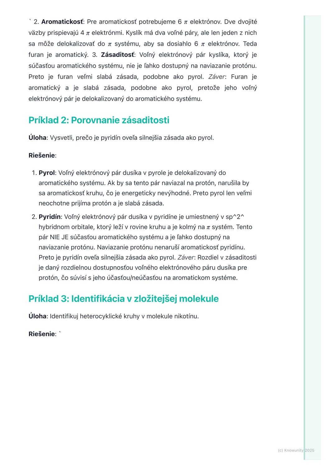 # Heterocyklické zlúčeniny

## 1. Úvod do heterocyklických zlúčenín

Heterocyklické zlúčeniny sú organické zlúčeniny, ktoré obsahujú atómy i