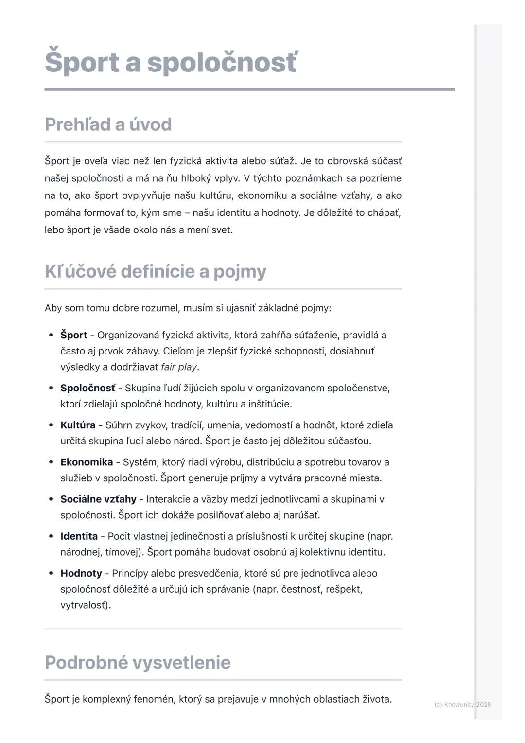 # Šport a spoločnosť

Prehľad a úvod

Šport je oveľa viac než len fyzická aktivita alebo súťaž. Je to obrovská súčasť
našej spoločnosti a má