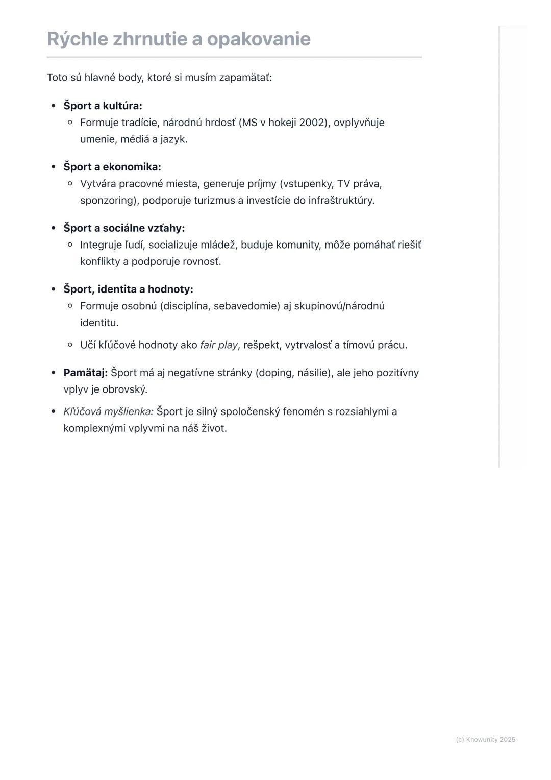 # Šport a spoločnosť

Prehľad a úvod

Šport je oveľa viac než len fyzická aktivita alebo súťaž. Je to obrovská súčasť
našej spoločnosti a má