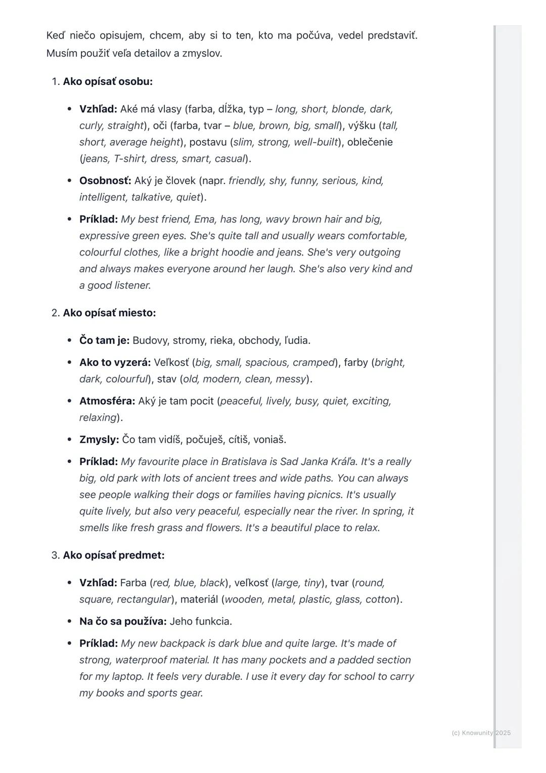 # Opis a rozprávanie
(Description and Narration)

1. Prehľad / Úvod

Takže, opis a rozprávanie sú fakt dôležité veci, keď sa učíme angličtin