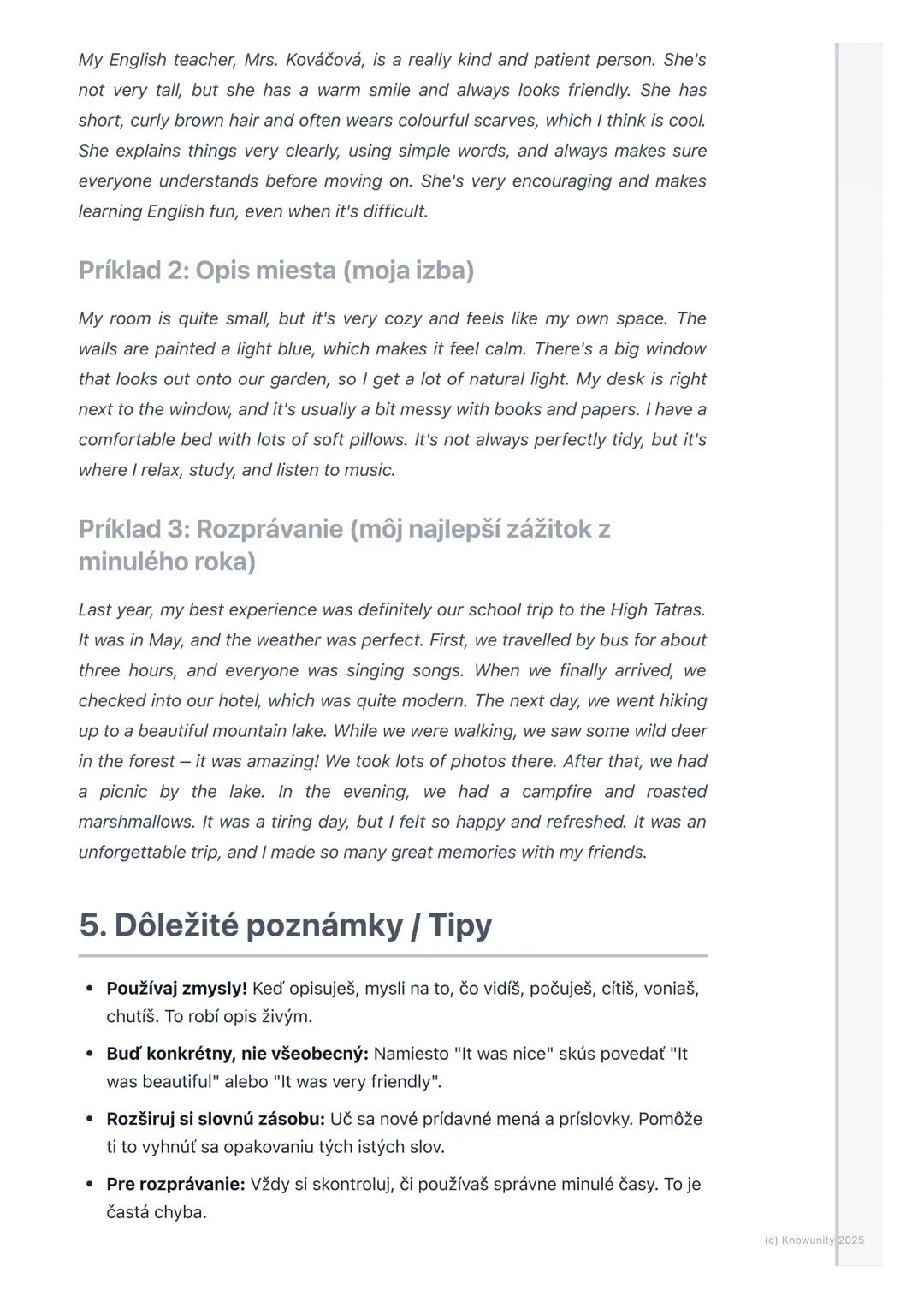 # Opis a rozprávanie
(Description and Narration)

1. Prehľad / Úvod

Takže, opis a rozprávanie sú fakt dôležité veci, keď sa učíme angličtin