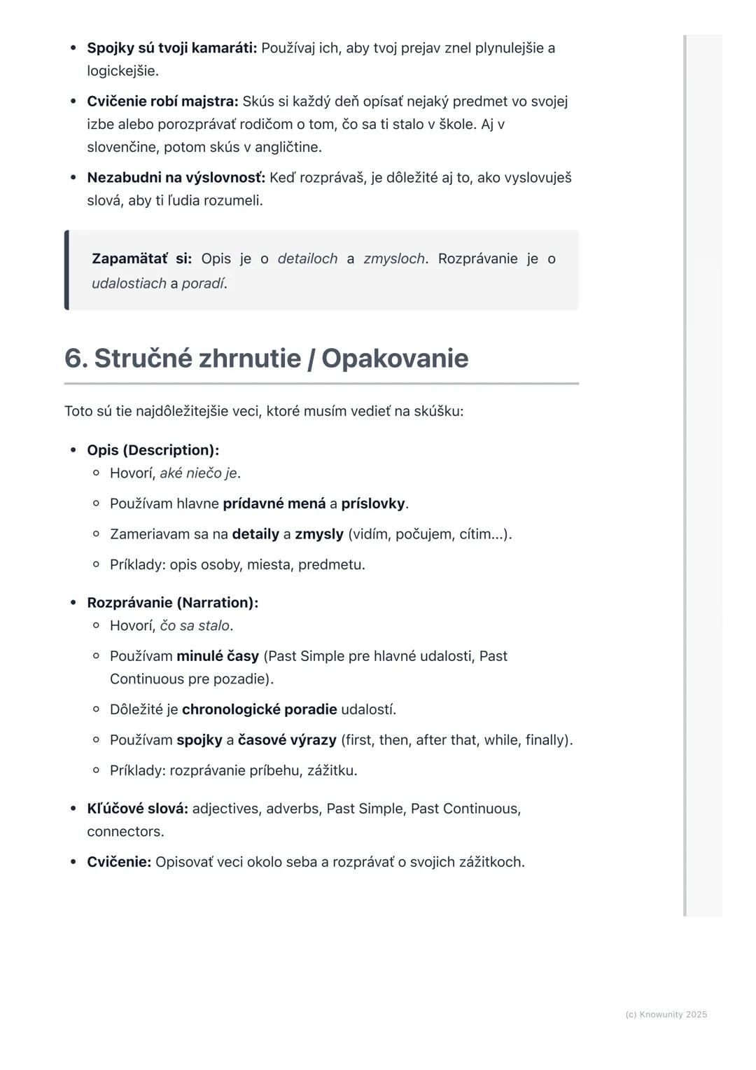 # Opis a rozprávanie
(Description and Narration)

1. Prehľad / Úvod

Takže, opis a rozprávanie sú fakt dôležité veci, keď sa učíme angličtin
