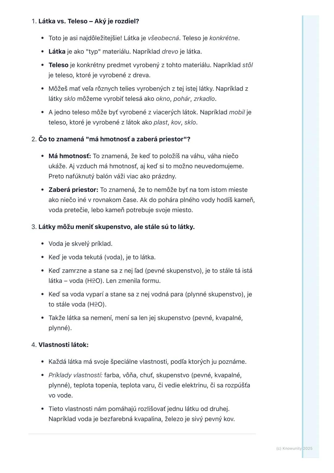 # Čo je látka?

1. Úvod do látok

Ahojte! Dnes si píšem poznámky k chémii, aby som si lepšie zapamätal/a, čo je
to vlastne látka. Je to dôle