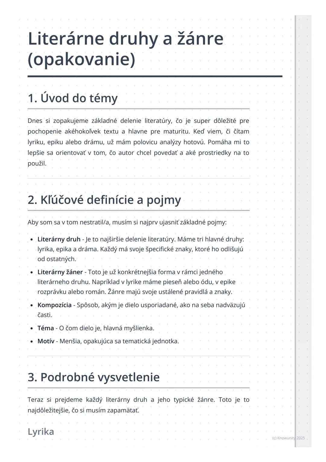 Druhy a Žánre Literatúry na Strednej Škole