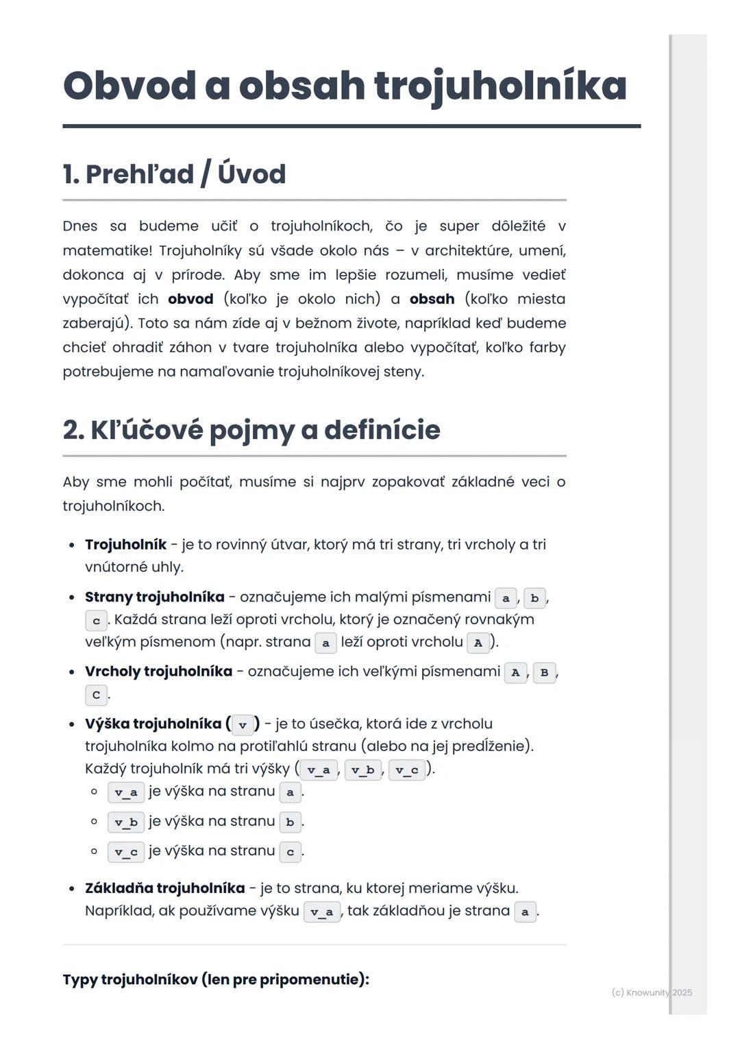 Jak vypočítat obvod a obsah trojúhelníka